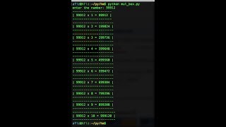 Python Programs: Multiplication Table with Box around