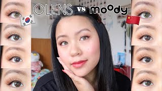 💘OLENS vs MOODY CONTACT LENSES | contact lenses comparison, try-on \u0026 review 🦋