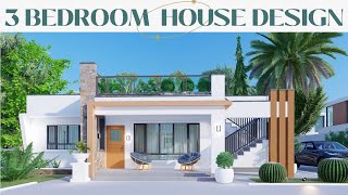 House Design Idea |3 Bedroom Bungalow House Plan | Flat roof | with interior @katveldesigns