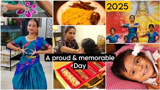 Proud Mom Moments : Pragati Bharatnatyam dance ✨️ brinjal biryani🎉 2025 first day vlog #video #2025