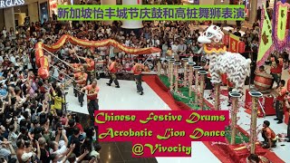 CNY 2025 | Chinese Festive Drums \u0026 Acrobatic Lion cum Snake Dance by Pho Leng \u0026 Teng Yong @Vivocity