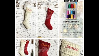 Embroidered Christmas Stocking, Personalized Cable Knit Stockings