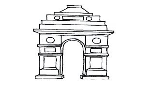 How to draw india gate - pencil sketch of india gate | india gate drawing colour