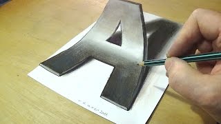 How to Draw 3D Letter A - Drawing Letter A with Pencil