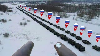 Ukrainian Kamikaze Drones Destroyed a Large Convoy of Russian Tanks in Donetsk Region