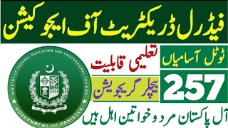 Federal Education Department Islamabad new government jobs new 2025