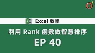 Excel 教學 - 利用 Rank 函數做智慧排序 EP 40