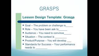 Creating Culminating Performance Tasks: GRASPS Mod 9 Fall18