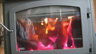 Drolet HT3000 - Sample wood stove burn with open and closed draft