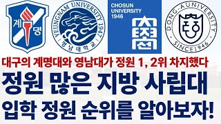 2024 지방 사립대학들의 입학 정원 순위에 대해 알아보자!