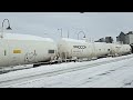 winter trains pt 1 dorion turn cpkc local freight at dorval stops for switching