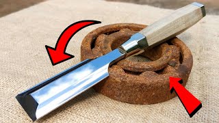 Turning a Rusty Bearing into a Beautiful Extremely Sharp KNIFE || Restoration Video