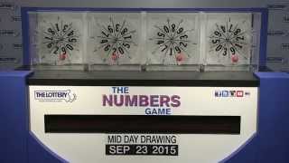 Midday Numbers Game Drawing: Wednesday, September 23, 2015