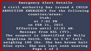 EAS Recreation (02/21/25): 2025 Utah Amber Alert