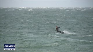 Kite surfer takes advantage of windy conditions in Port Townsend