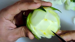 HOW TO MAKE A ROSE ON ZUCCHINI - J. Pereira Arte Carving Fruits and Vegetables