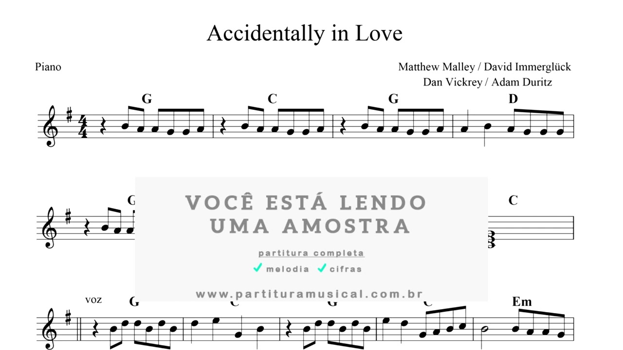 Accidentally In Love - (Partitura - Sheet Music) - YouTube