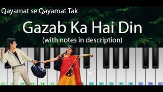 Gazab Ka Hai Din (Qayamat se Qayamat Tak) | Easy Piano Tutorial with Notes | Perfect Piano