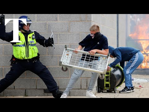 British riots: clashes at Rotherham hotel where asylum seekers are staying