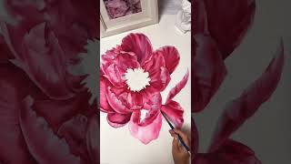 Watercolor peony in progress