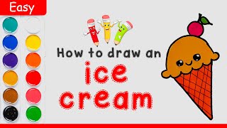 How to Draw Ice Cream | Ice Cream Coloring for Kids | Coloring Ice Cream Cone