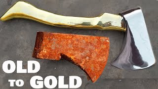 Extremely Rusted Hatchet RESTORATION | OLD to GOLD