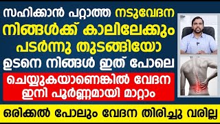 നടുവേദന കാലിലേക്കും പടർന്നു തുടങ്ങിയോ ഇത് പോലെ ചെയ്യുകയാണെങ്കിൽ പൂർണ്ണമായി മാറ്റാം|Naduvedhan