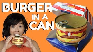 HAMBURGER in a CAN Taste Test -- ready-to-eat cheeseburger & steak house burger