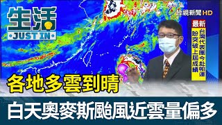 各地多雲到晴 白天奧麥斯颱風近雲量偏多【生活資訊】