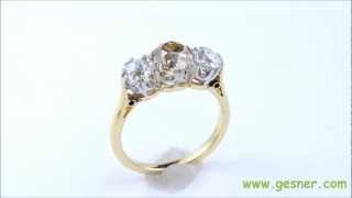 1.40 ct. Antique Platinum/18K Yellow Gold 3-Stone Diamond Edwardian Engagement Ring- J31476