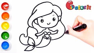 How To Draw Mermaid | Learn Colors for Kids|for Toddlers|drawing and coloring|学画幻彩简笔画美人鱼|Color It🌈