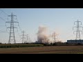 explosive demolition at eggborough power station remaining 4 cooling towers destroyed.