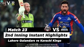 Lahore Qalandars vs Karachi Kings | 2nd Inning Highlights | Match 23 | 8 March | HBL PSL 2020