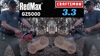 Comparing a Craftsman 3.3 to the Redmax GZ5000 5000 Poulan 330 335 Husqvarna 545xp