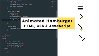 How To Create Animated Hamburger Menu In Html, CSS & Javascript | Animated Hamburger Menu Tutorial