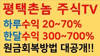 평택촌놈 주식TV -  하루수익 20~70%, 한달수익 300~700% 원금회복