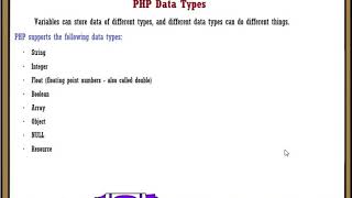 Php data types| string | integer | float | boolean | array