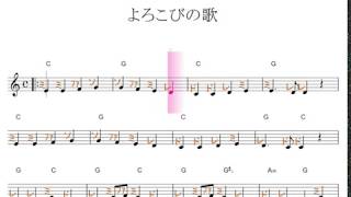 よろこびのうた（第九）key=Cドレミで歌う楽譜【コード付き】