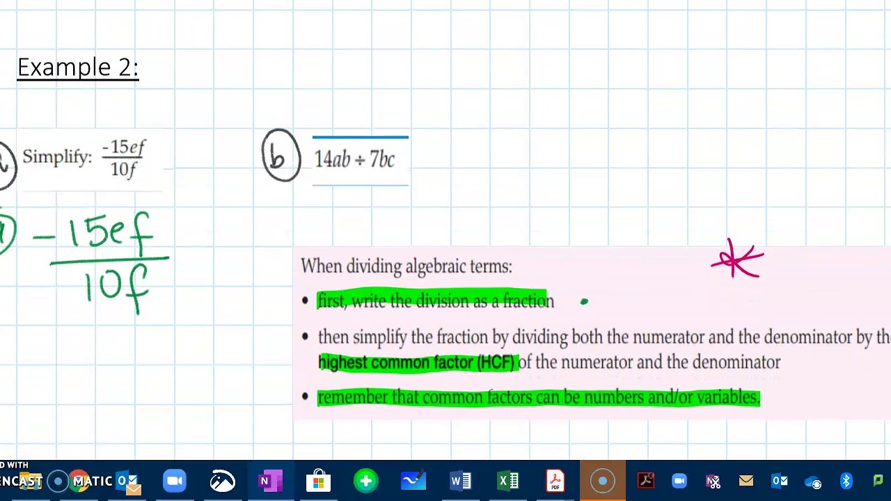 Multiplying And Dividing Algebraic Terms - YouTube