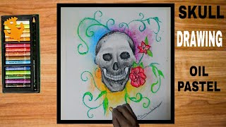 How to draw skull step by step |skull oilpastel painting| skull drawing |skull tattoo painting