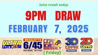 Lotto Result Today 9pm draw February 7, 2025 Swertres Ez2 Pcso