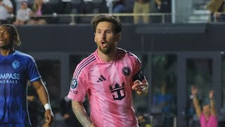 Así calienta Messi antes de enfrentar a Sporting Kansas en Miami