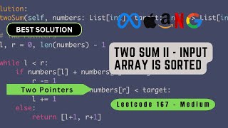 Two Sum II Input Array Is Sorted | Two Pointers | Python | LeetCode 167 | Top Interview 150