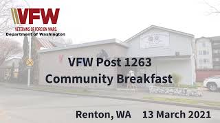 VFW Post 1263 Community Breakfast 03 13 2021