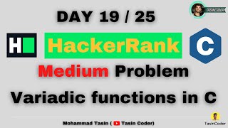 Variadic functions in C | HackerRank | Tasin Coder | #hackerrank #day19
