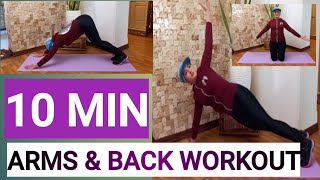 10 MIN ARMS \u0026 BACK WORKOUT/۱۰ دقیقه ورزش پشت و کمر#workout#mahshid_fitness#armsworkout#backworkout