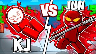 KJ vs JUN in Roblox Strongest Battlegrounds!