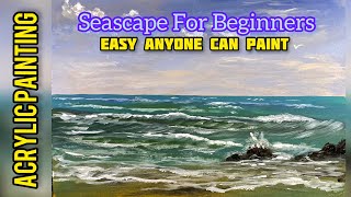 Seascape Easy acrylic painting lesson  for beginners