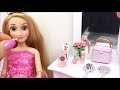 💜barbie raiponce elsa la reine des neiges💜princesse maison de poupées chambre décor vêtements robes