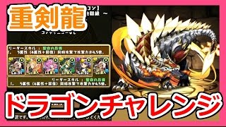 【パズドラ】ドラゴンチャレンジ！重剣龍にハトホルパで挑戦!!Part123【ろあ】